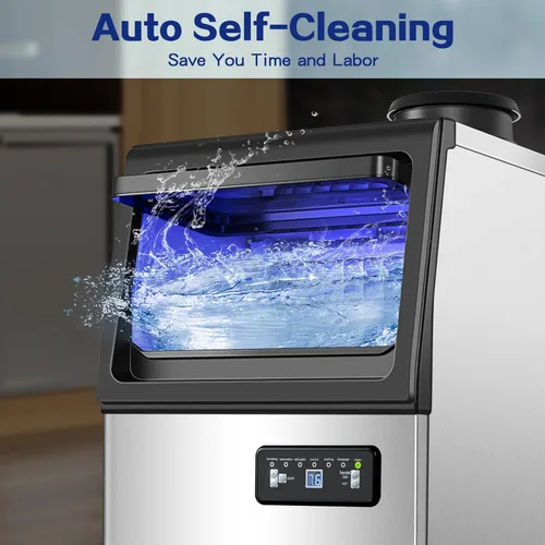 Miniatura 6 de Amzgachfktch Máquina de hielo comercial, 110 libras/24 horas, máquina de hielo para debajo del mostrador con 2 entradas de agua, máquina de hielo