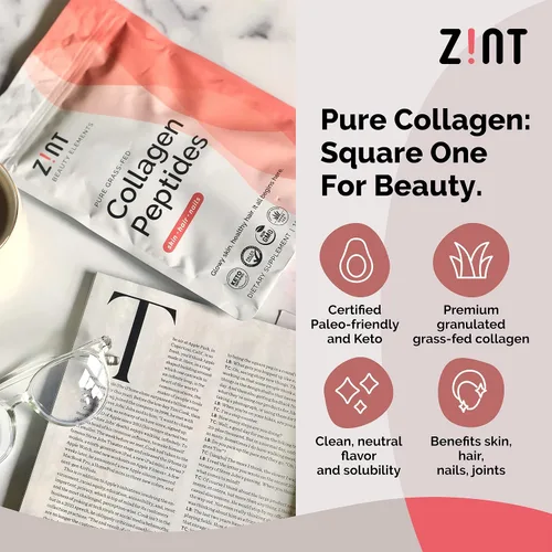 Miniatura 3 de Zint Polvo de péptidos de colágeno: certificado Paleo y Keto, hidrolizado de colágeno granulado tipo I y III para una mayor absorción, proteína
