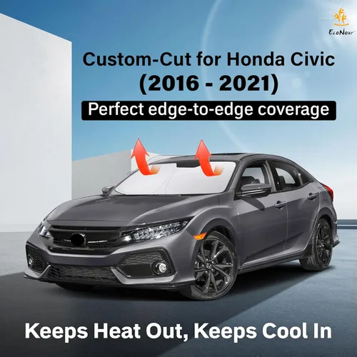 Miniatura 2 de Econour Parasol para parabrisas compatible con Honda Civic 2016-2021, protector de parasol plegable para ventana, bloquea los rayos UV y mantiene tu
