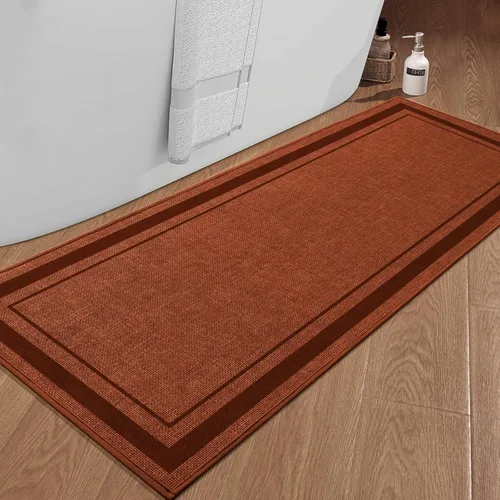 Miniatura 12 de chakme Juego de 2 alfombras de baño ultrafinas, absorbentes, antideslizantes, lavables a máquina, color beige oscuro, 17 x 24 pulgadas + tapete