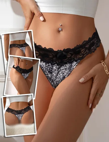 Miniatura 23 de ohyeah Tangas sexy de encaje tangas bragas de tiro bajo ropa interior para mujer de algodón entrepierna braga tangas bragas 4-18