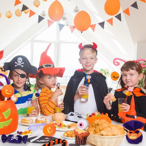 Miniatura 5 de Liliful Juego de 11 piezas de juguetes de calabaza de Halloween, animales de peluche que brillan en la oscuridad, cesta grande de calabaza de felpa