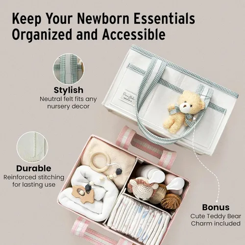 Miniatura 10 de Organizador de Pañales PeraBella XL con Asa, Bolsa de Regalo para Baby Shower, Artículos Imprescindibles para Registro de Búsqueda, Organizador