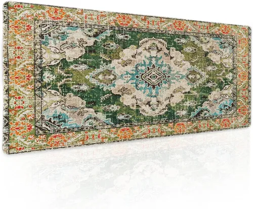 Miniatura 23 de Alfombrilla de ratón rosa y verde anime geométrica japonesa extendida para escritorio 90X40 CM, base de goma antideslizante, borde cosido