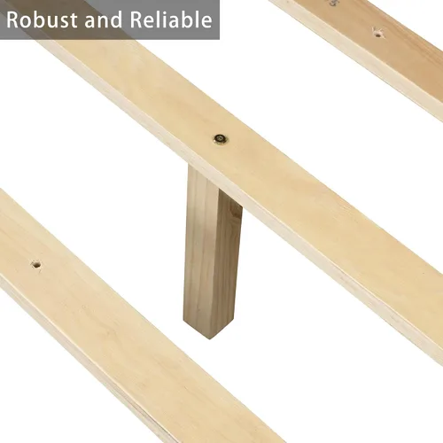 Miniatura 5 de Cama de plataforma de madera de tamaño individual con 2 cajones, marco de cama de plataforma moderna con cajón de almacenamiento, muebles