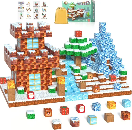 Miniatura 14 de Bloques magnéticos grandes de viaje, 20 bloques de construcción de 1.42 pulgadas para niños pequeños de 3 a 5 años, cubos magnéticos para niños