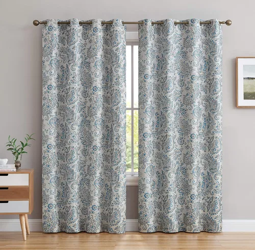 Miniatura 2 de HLC.ME - Paneles de cortina opaca Amalfi de 100% oscurecimiento total con forro térmico, para ventana de dormitorio, de seda artificial, con ojales