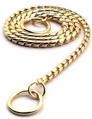 Miniatura 2 de SGODA Collar de cadena para perro, estrangulador, collar de serpiente para entrenamiento de mascotas, con eslabones pesados, longitud de 22 Oro
