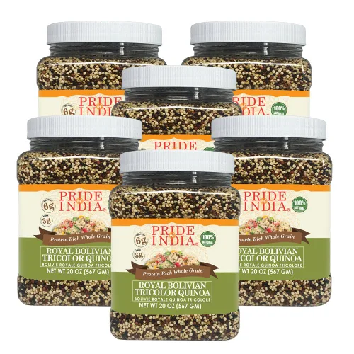 Miniatura 14 de Pride Of India - Quinoa real boliviana natural de tres colores - Tarro de grano entero rico en proteínas, tarro de 3 libras