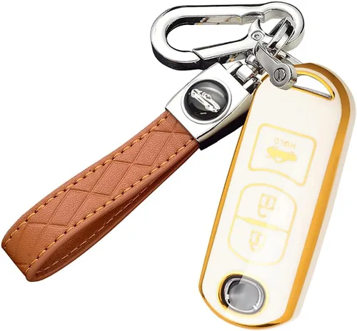 ontto Funda de TPU suave para llave de protección completa compatible con Mazda 6 2 5 3 8, Beige