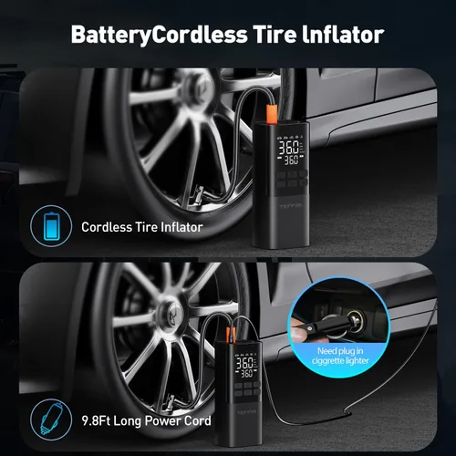 Miniatura 4 de Inflador de Neumáticos Compresor de Aire Portátil - Bomba de Aire para Neumáticos de Coche, Portátil para Coche con Medidor de Presión, Inflador