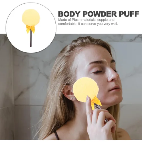 Miniatura 4 de LALAFINA Daisy Plush Body Powder Puff con mango suave y esponjoso aplicador de polvo compacto para salón y uso doméstico