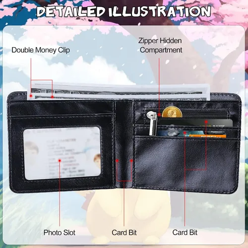 Miniatura 4 de MBIHJH Cartera de anime para niños y niñas, diseño de dibujos animados, de piel sintética, unisex, plegable, para tarjetas de crédito
