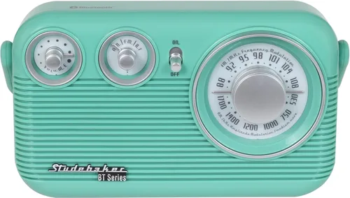 Miniatura 2 de Studebaker SB2003BT Bluetooth Retro Radio AM/FM portátil con CA o operación de batería (verde azulado)