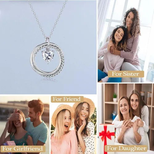 Miniatura 3 de EFVISD Regalos de cumpleaños para mujeres, collar de plata para mamá, hija, abuela, amiga, hermana, esposa