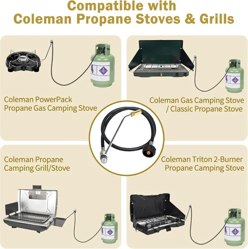 Miniatura 2 de 5430 Regulador de estufa de parrilla con adaptador de propano de 5 pies de repuesto para estufa de propano Coleman, compatible con 5442, 5413,5444