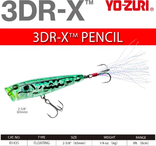 Miniatura 4 de Yo-Zuri R1435-PSBL: 3Dr-X Popper (F) 65Mm 2-5/8", Prisma Plata Negro