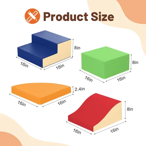 Miniatura 7 de TODIBY Juguetes de Escalada de Cuero PU Suave de 4 Piezas para Niños Pequeños, Bloques de Escalada de Espuma para Niños Pequeños, Conjunto de Juego