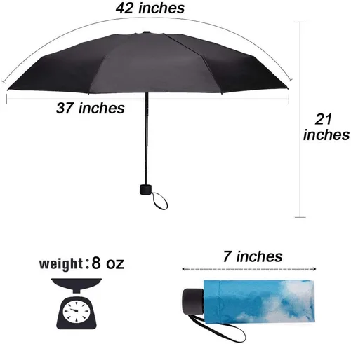Miniatura 2 de Goothdurs - Mini paraguas unisex compacto para viaje, a prueba de viento, plegable, ligero, para sol y lluvia, con protección UV del 95 %