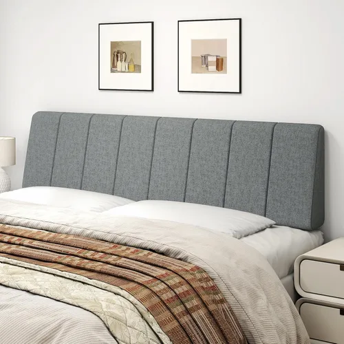 Miniatura 19 de Cabecero Tamaño Queen Solamente - Sin Ensamblaje, Cabecero Tapizado Tamaño Queen Tela de Lino Estilo Moderno Cabeceros para Cama Ajustable Negro