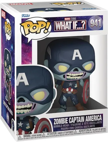 Miniatura 3 de POP Marvel: What If? - Figura de vinilo Zombie Captain America Funko Pop! (incluye funda protectora compatible con caja Pop Box), multicolor, 3.75