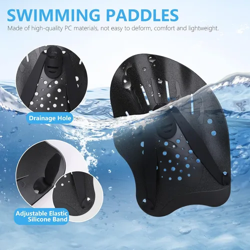 Miniatura 3 de Hianjoo Aletas de Mano para Natación para Adultos y Jóvenes (1 Par), Aletas de Natación de Fuerza de Entrenamiento para Piscina, Accesorios