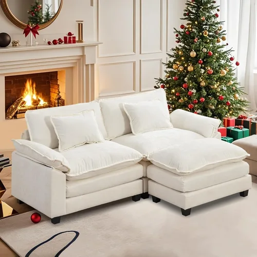 Miniatura 13 de Sofá modular seccional, sofá de nube con otomana, asiento profundo de felpilla en forma de L para sala de estar y apartamento