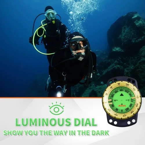 Miniatura 2 de AOFAR Brújula de buceo AF-Q60B impermeable, duradera, compacta. Brújula estilo de cordón para vela, buceo, estilo cordón