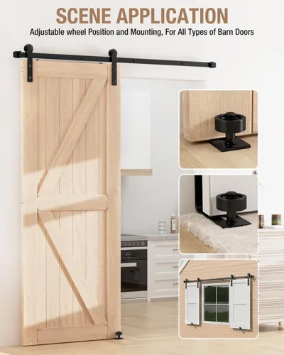 Miniatura 2 de WINSOON Guía de suelo para puerta corrediza de granero, accesorios montados en la pared para rodillos de estancia ajustables con parte inferior Negro
