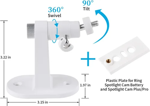 Miniatura 3 de Soporte de anillo para cámara de emergencia, ángulo ajustable para interior/exterior para anillo de foco con cable, anillo de foco de batería