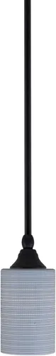 Miniatura 148 de Toltec Lighting Tallo Colgado Mini colgante, acabado de cobre negro, 3.5" cuadrado humo burbuja vidrio