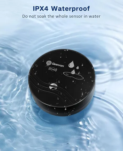 Miniatura 7 de Geevon 1 paquete de detectores de fugas de agua, sensor de agua de 100 dB, detector de inundación para sótanos, baños, lavanderías, cocinas, garajes