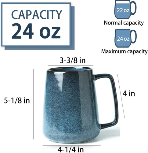Miniatura 2 de Tazas de café grandes de cerámica, tazas de café de mango grande de 24 onzas, taza de té y café extra grande para oficina y hogar, aptas