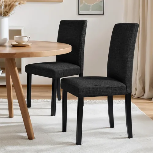 Miniatura 5 de CHUN YI Juego de 4 sillas de comedor tapizadas, sillas de comedor de tela con patas de madera maciza, sillas Parson modernas para cocina