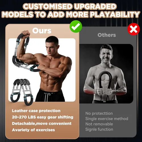 Miniatura 3 de Twister Arm Trainer with Grip Strength Trainer, 20-270lbs Adjustable & 20-160lbs Foldable Options, Chest Workout Equipment, Arm Trainer for Men