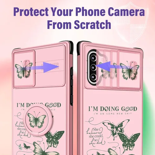 Miniatura 4 de Funermei para Samsung Galaxy Note 10 Plus Funda - Cubierta Linda de Mariposa para Mujer Diseño Linda de Mariposa Verde con Cubierta de Cámara Verde