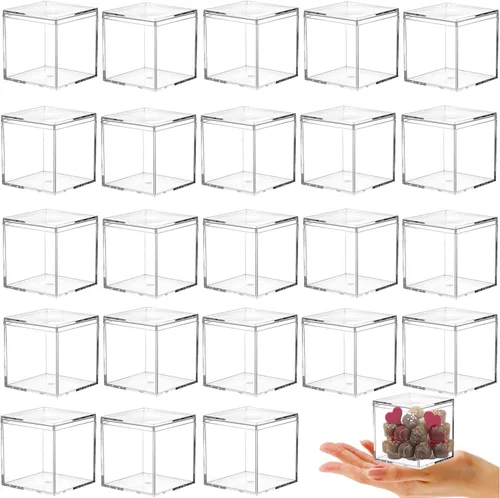Miniatura 11 de KissYou Caja de acrílico para caramelos, cajas de exhibición transparentes con tapa de plástico pequeño, cubo cuadrado de plástico, caja