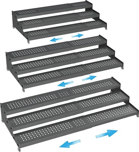 Organizador de especias expandible con estante de 3 niveles, diseño moderno resistente, antideslizante y visibilidad, ideal para gabinetes de Gris