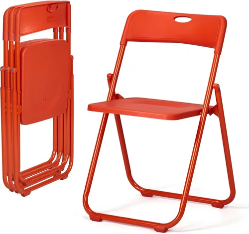 Miniatura 13 de Karl home Silla plegable de 6 piezas, silla plegable ligera de plástico de 300 libras, marco de metal reforzado fácil de plegar y almacenar