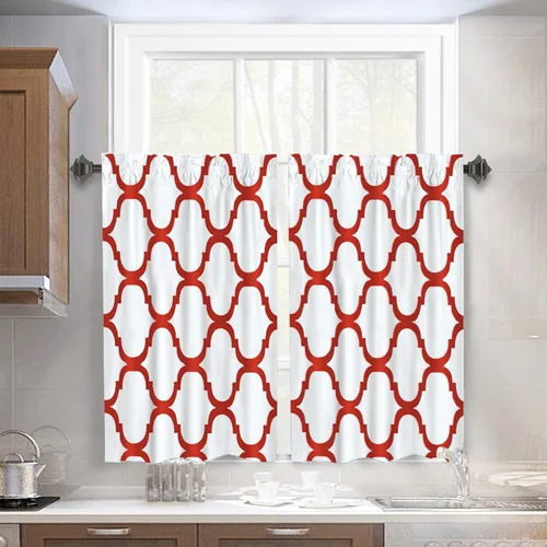 Miniatura 40 de Melodieux - Cortinas de bolsillo de moda marroquí para cocina, cafetería o baño, pequeñas ventanas