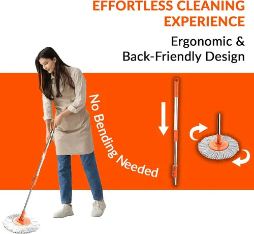 Miniatura 7 de Macromax - Juego de trapeador y cubo de giro más rápido, trapeador de microfibra giratorio de 360° con sistema de secado inteligente, humedad