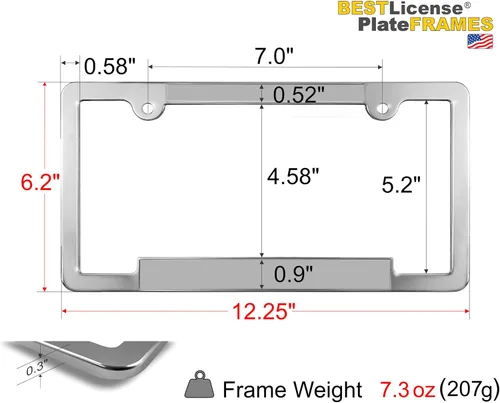 Miniatura 5 de Elegance - Marco para placa de automóvil y automóvil con tapa delgada y 2 agujeros, grabado con láser, tamaño estándar (6 x 12 pulgadas) con diseño