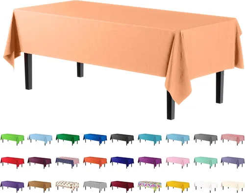 Miniatura 65 de Party Solids Paquete de 4 manteles de plástico color azul aguamarina, 54 x 108 pulgadas, mantel desechable para fiestas y pícnics