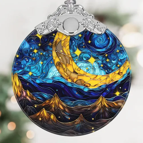 Miniatura 11 de Adorno colgante de vidrieras de Phoenix, idea de decoración para árbol de Navidad