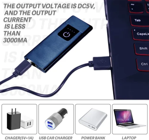 Miniatura 4 de Encendedor inteligente con sensor de huellas dactilares, sin llama, resistente al viento, encendedor de cigarrillos de doble cara, encendedor Negro
