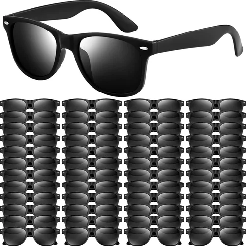 NEBURORA Paquete de 6 gafas de sol negras al por mayor, tonos retro negros para fiestas, gafas de sol para adultos, hombres y mujeres, accesorios de