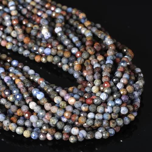 Miniatura 66 de 180 piezas 2mm Cuentas de piedras preciosas de turquesa africana natural facetada redonda suelta para hacer joyas