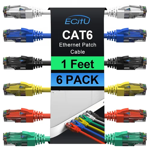 Miniatura 13 de Cables de conexión Cat6 de 4 pies (paquete de 6), cable Ethernet Cat 6, cable CCA de 24 AWG, red UTP, cable de Internet, compatible con PC, laptop