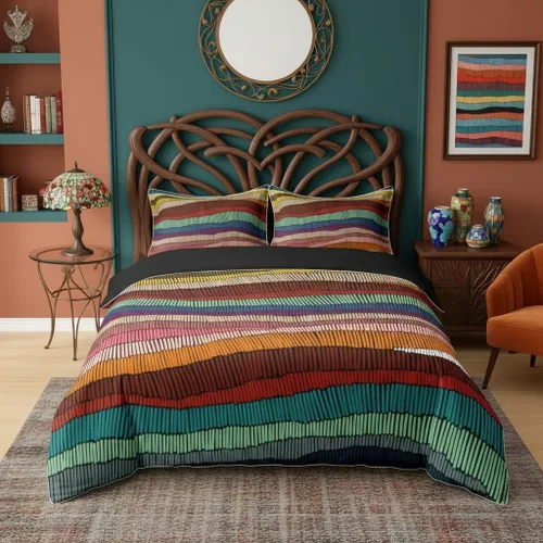 Miniatura 23 de Juego de ropa de cama 100% algodón exótico con funda de edredón individual, diseño tribal, suroeste americano, étnico, bohemio, abstracto