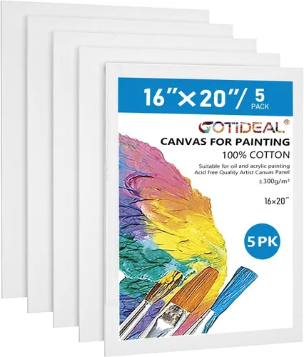 Miniatura 14 de GOTIDEAL Lienzos para pintura, 10 x 10 pulgadas, paquete de 12 paneles de lienzo planos en blanco imprimados profesionales, 100% algodón, tableros